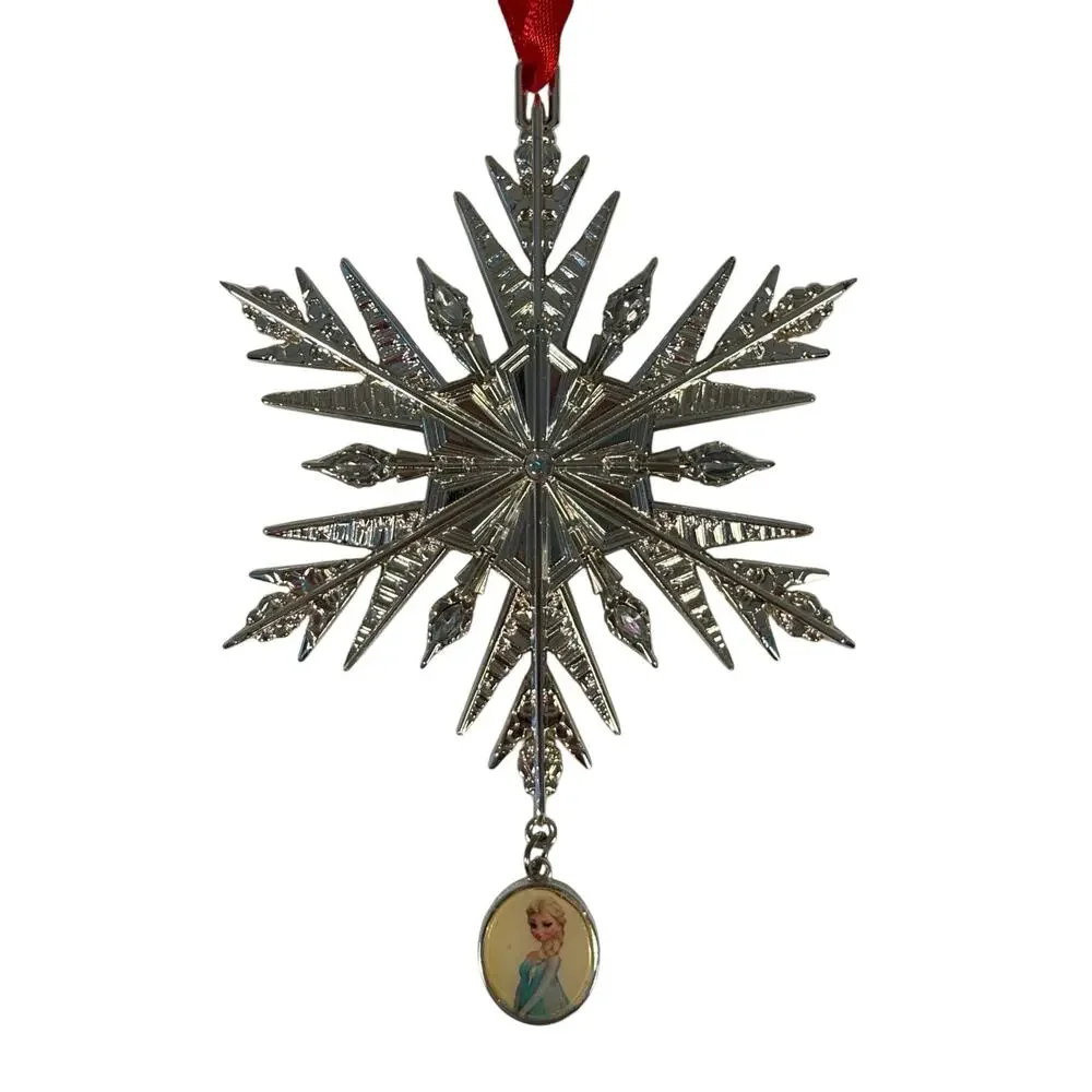 Lenox Disney Frozen Elsa Snowflake Silver Rhinestone Metallic Christmas Ornament